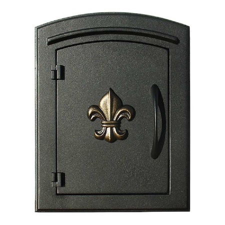 Qualarc Drop Chute Mailbox w/"Decorative Fleur De Lis Logo" Faceplate, Black MAN-S-1402-BL